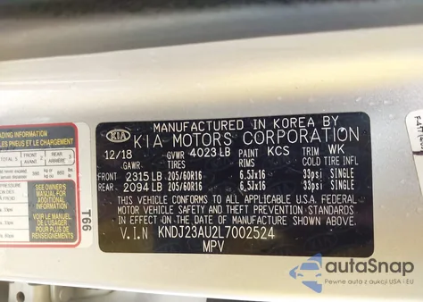 2020 Kia Soul S z USA, uszkodzony, nr VIN KNDJ23AU2L7002524